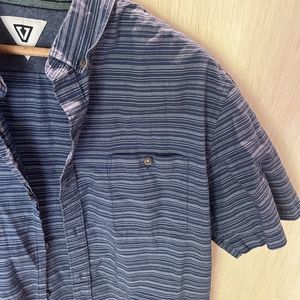 VISSLA Navy Striped Button-Down Shirt